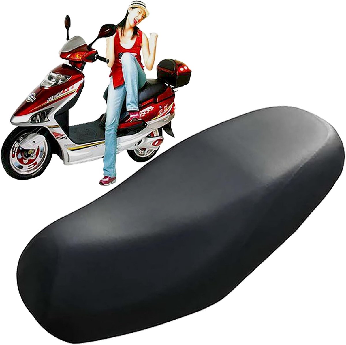 Stoelhoes, Motorfiets Scooter Bromfiets Zadelhoes Ademend Motorbescherming Zadelhoes Zadeldek Kussen, Universele Zwarte Waterdicht stoelhoes, voor Elektrische Motorstoelen…