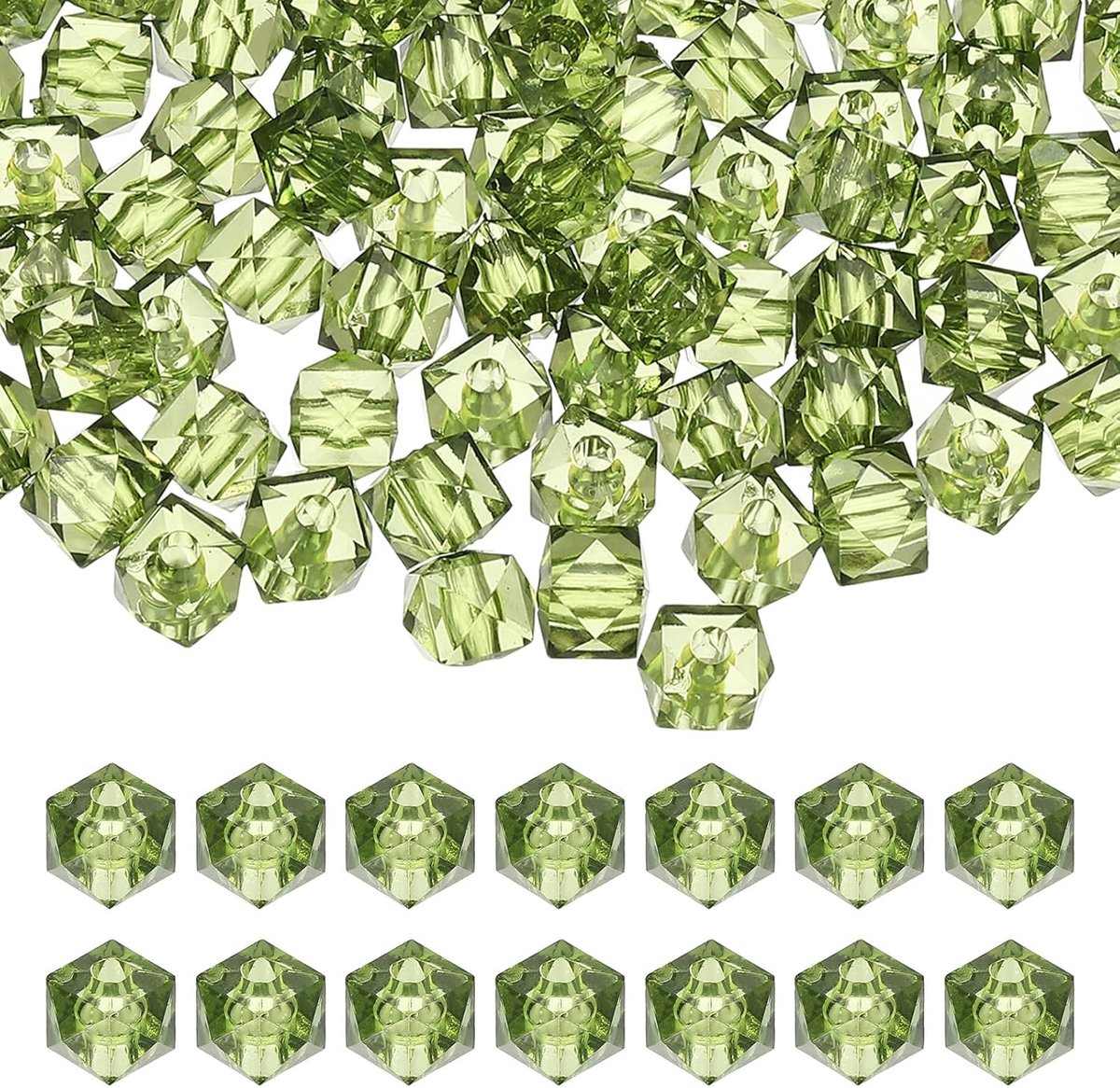 Kralen, 300 stuks vierkante diamanten kralen, losse afstandskralen voor het maken van sieraden, armband, ketting, oorbellen, windgong ambacht, grasgroen