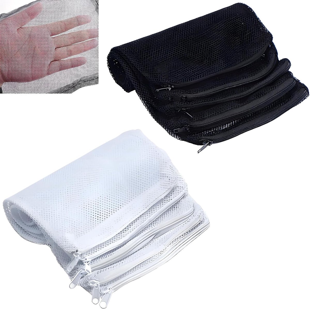 20 stuks Aquarium Filterzakken, Herbruikbare Filter Sokken, Trekkoord Nylon Mesh Filter Mediazak voor Aquarium Tuin Vijver, 15x20CM (Wit en Zwart)