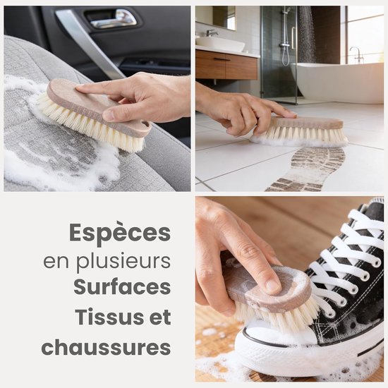 Multifunctionele borstel - Harde en duurzame borstelharen - 12 x 6 x 4 cm - Gemaakt in Spanje van gerecyclede materialen - Plat ergonomisch ontwerp - Bruin — afbeelding 4