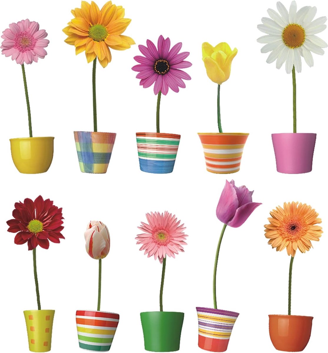 Raamstickers potplanten zonnebloem glas lente