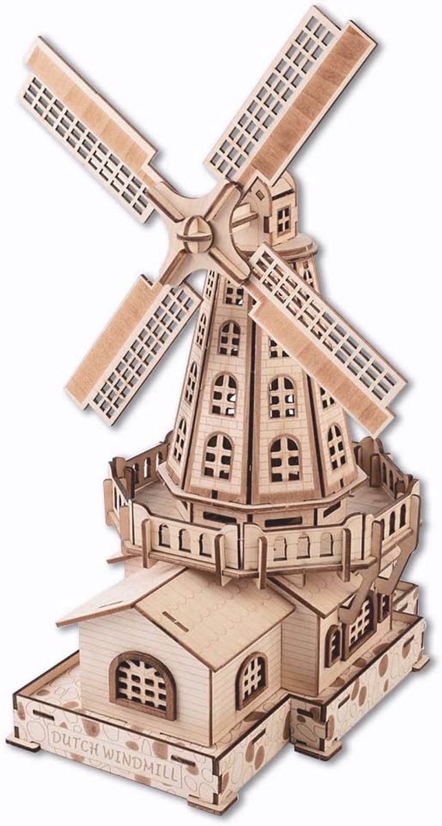 SnelShoppen - GuDoQi 3D Houten Puzzel Windmolenset voor Volwassenen en Tieners, DIY Bouwpakket, Creatief Speelgoed voor Verjaardagen en Kerstmis