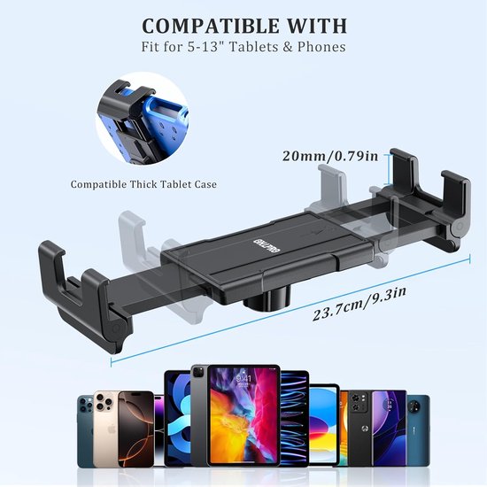 Tablethouder voor in de auto met robuuste boorbasis, tabletwandhouder, 360° draaibare iPad-houder, vrachtwagen, dashboard, universeel, compatibel met iPad Pro Mini, Samsung Tab, alle 5-13 inch — afbeelding 5