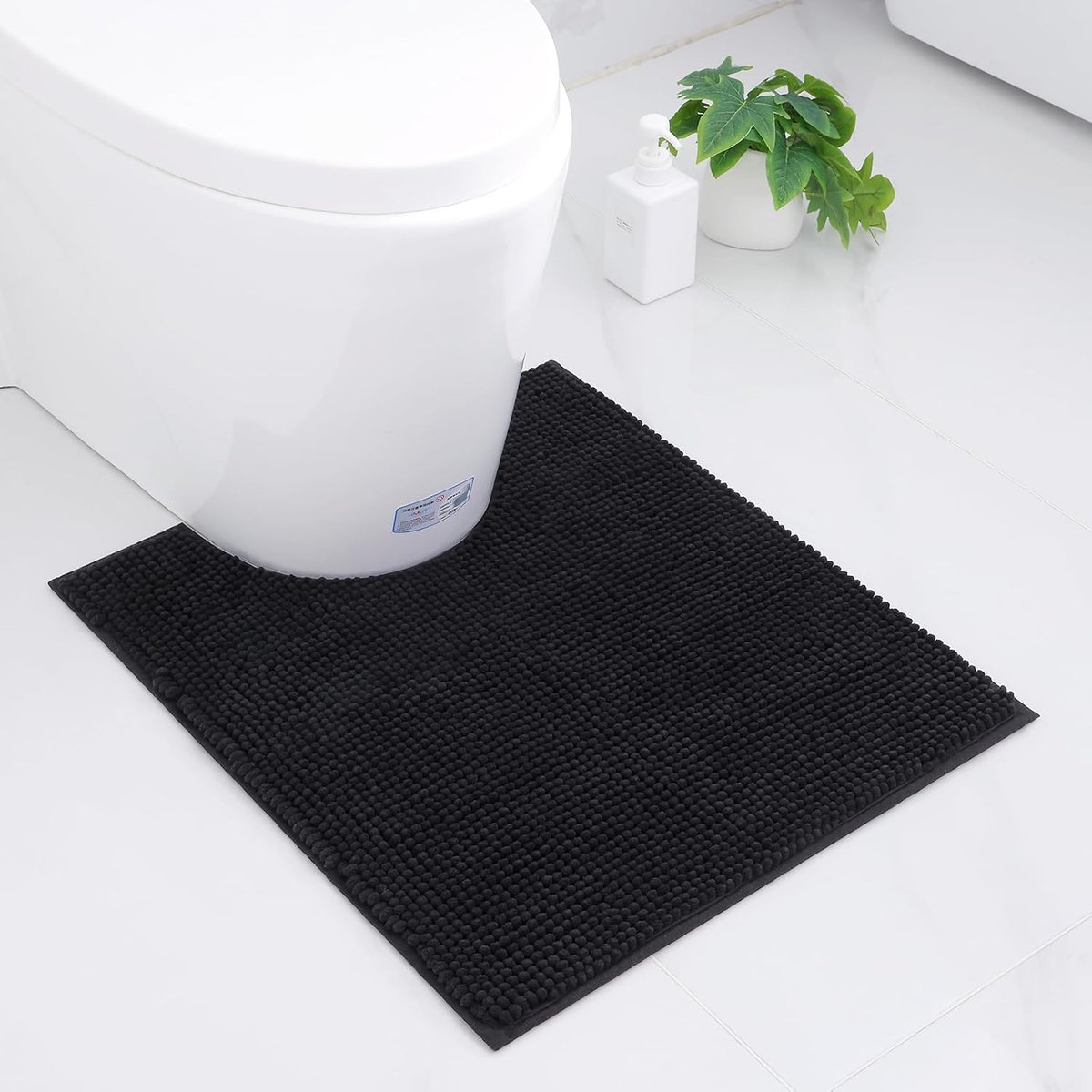 Chenille Badmat, antislip, zachte mat, toilet met uitsparing, 50 x 60 cm, absorberende badmat, wasbaar