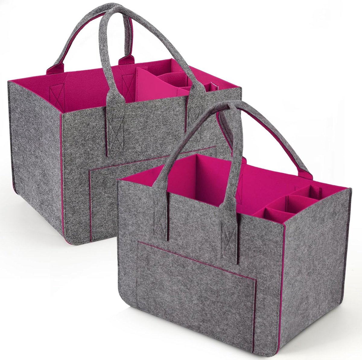 Eurhomewit Felt Bag Shopping Bag with Compartments Felt Bag Large 30 Litres Foldable and Robust Felt Shopping Basket - ShopVlot