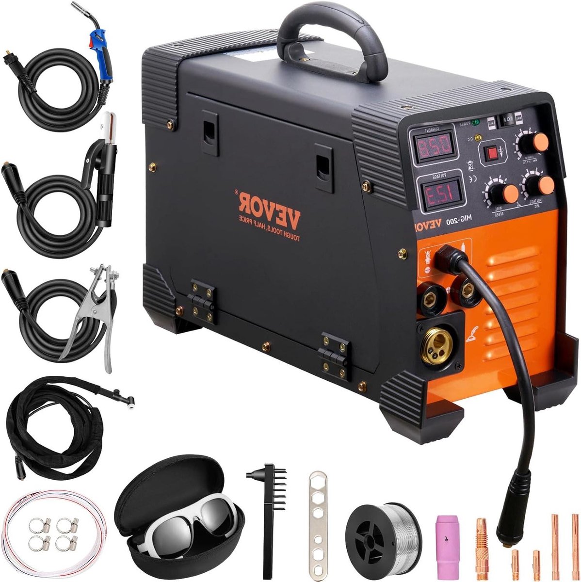 Lassapparaat 3-in-1 - Metaalbewerking Machine - Metaal Verbinden - IGBT Technologie - 200 Ampere - Zwart Oranje