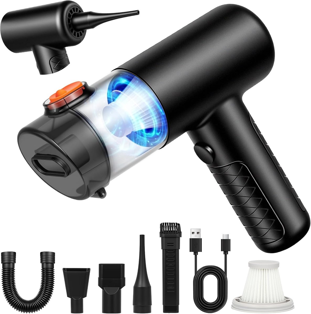 SnelShoppen - AXFEE Handstofzuiger 20000 Pa Draadloos, 4-in-1 Accu Mini Stofzuiger voor Auto, Huis, Huisdieren, Kantoor, Sterke 200000 RPM met 1-Knops