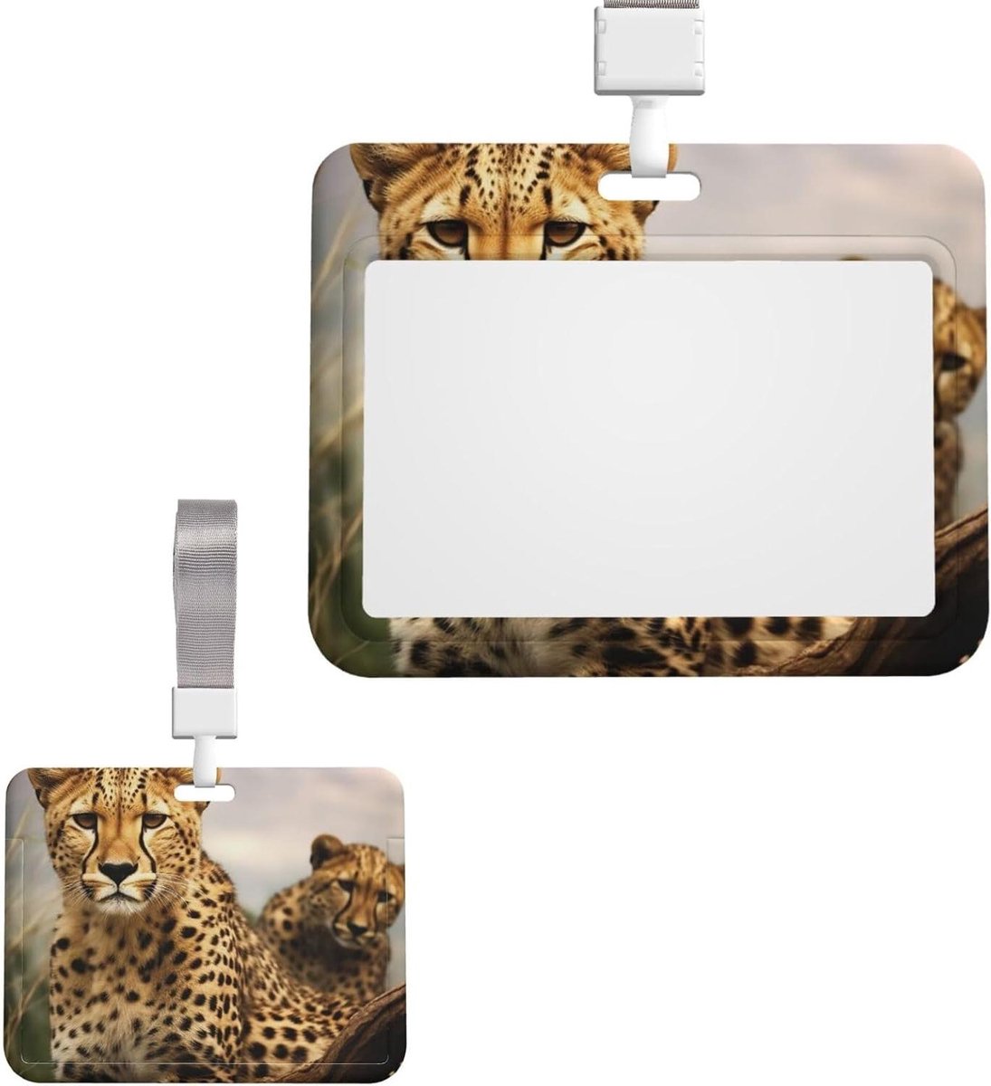 Glijdende ID-kaarthouder - Plastic badgehouder - Werk identificatie - Schuifontwerp voorkomt vallen - 10.2 x 6.4 cm - Luipaardprint