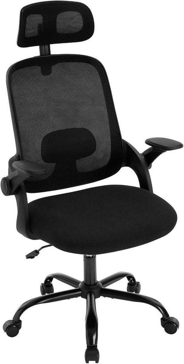SureDeal® - Ergonomische - Bureaustoel - Lendensteun - Schommelfunctie - Netstof - 63,5x50x109,5 cm - Zwart