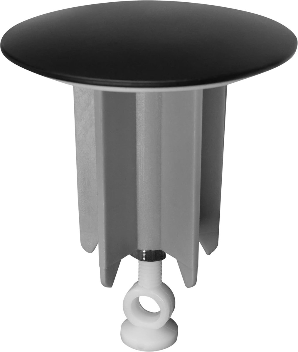 TEC317416 Universele afvoerstop voor wastafels - Ø 63,5 mm - Voor trekstangbediening - matzwarte look/excentrische stop/wastafelsluiting/TEC317416