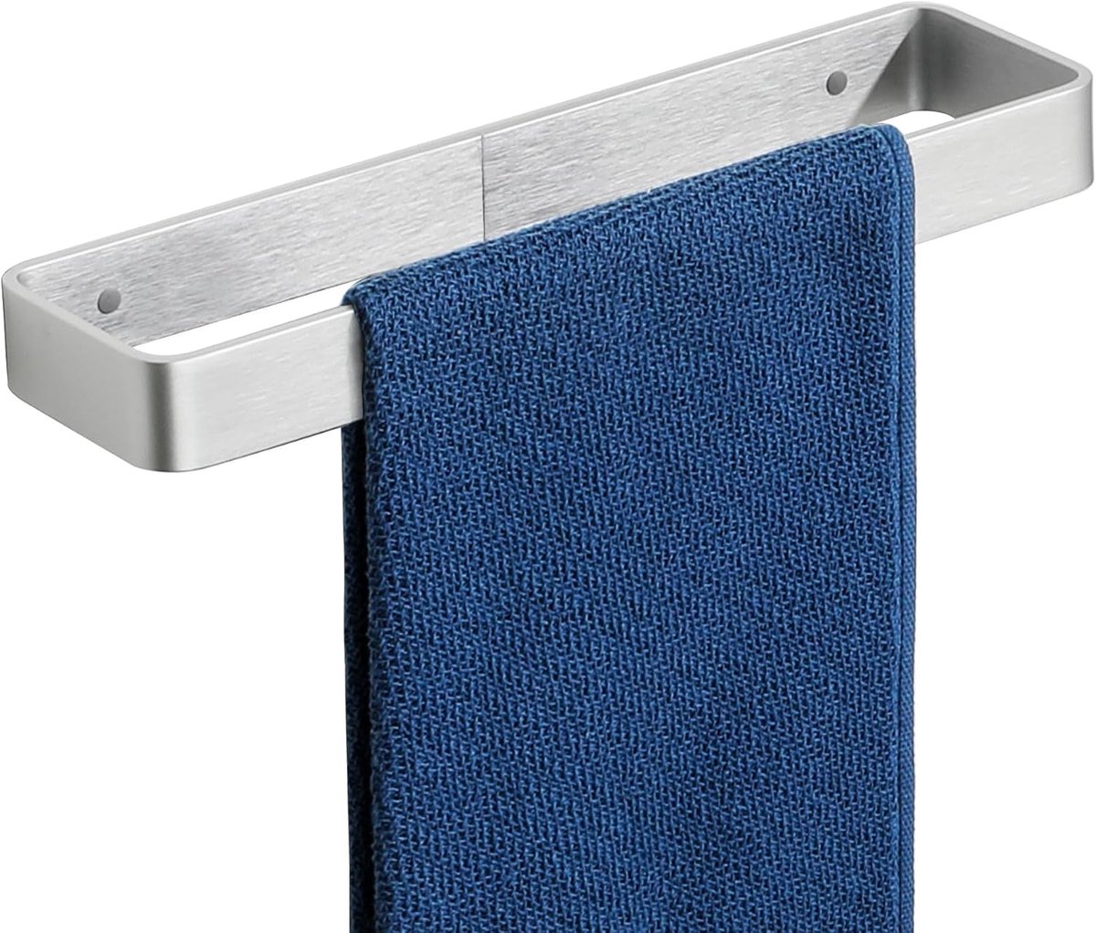 Geborsteld handdoekhouder zelfklevend, 30CM voor badkamer | handdoekstang zonder boren, wandmontage, aluminium, badhanddoekhouder voor badkamer en keuken