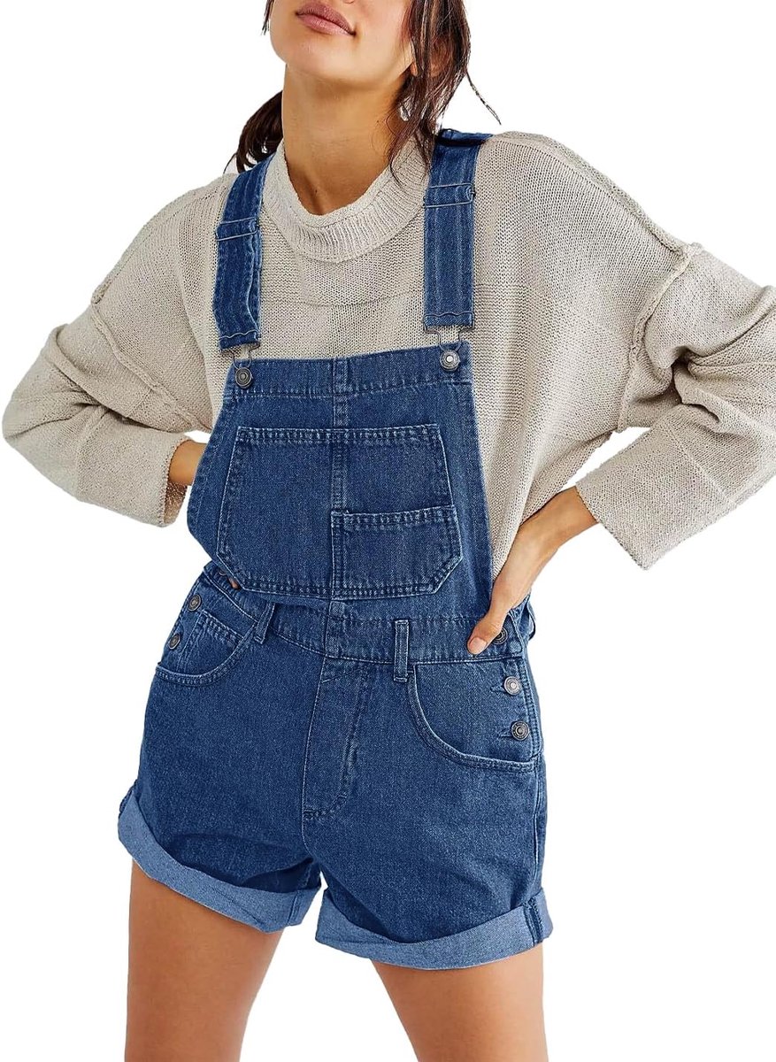 casual denim overall shorts losse verstelbare bandjes tuinbroek bib jeans shoralls rompers broek