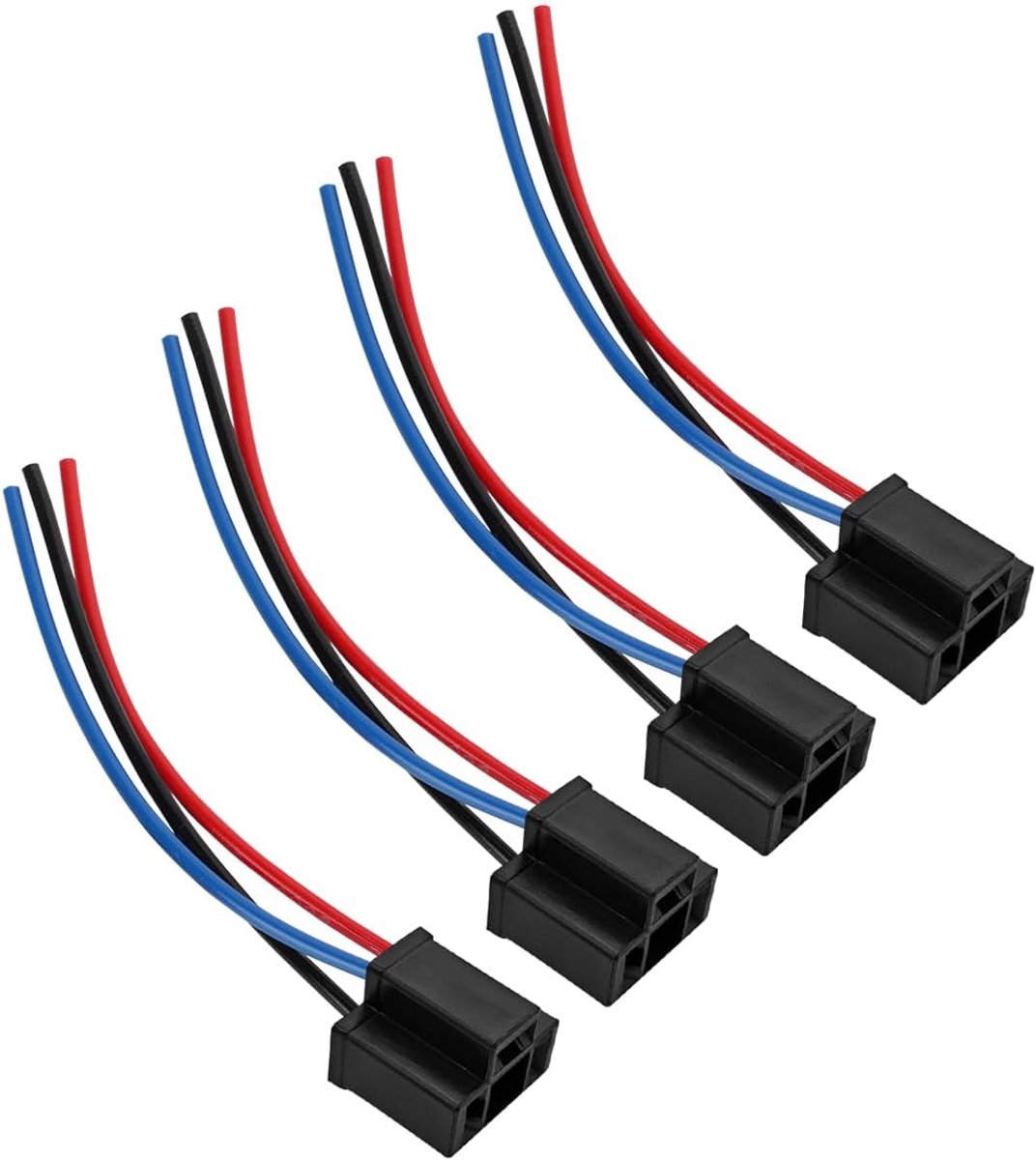 4 stuks 12 V-24 V H4 vrouwelijke stekker, koplampaansluiting, 3-pins koplampfitting, autohouder voor lamp H4, voor koplampen of mistlampen, ombouwset met kabelfitting