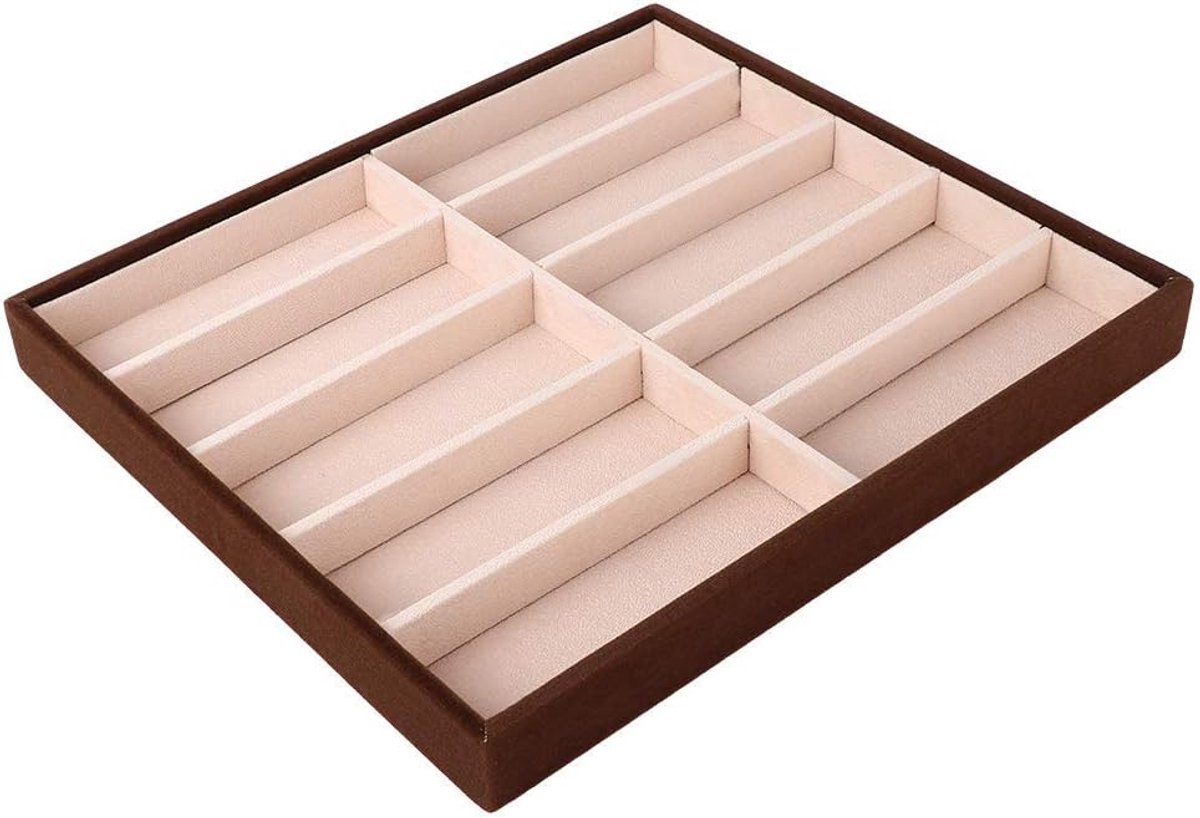Zonnebrilbox met 10 vakken, brillendoos zonnebril-organisator bril opbergbox organisator fluwelen juwelendoos horloge brillen vitrine voor tafel bureau lade
