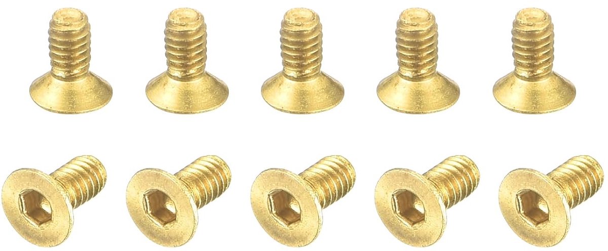 Platte kopschroeven met binnenzeskant, M2 - 0,4 x 4 mm, 24 stuks bevestigingsschroeven met binnenzeskant van messing