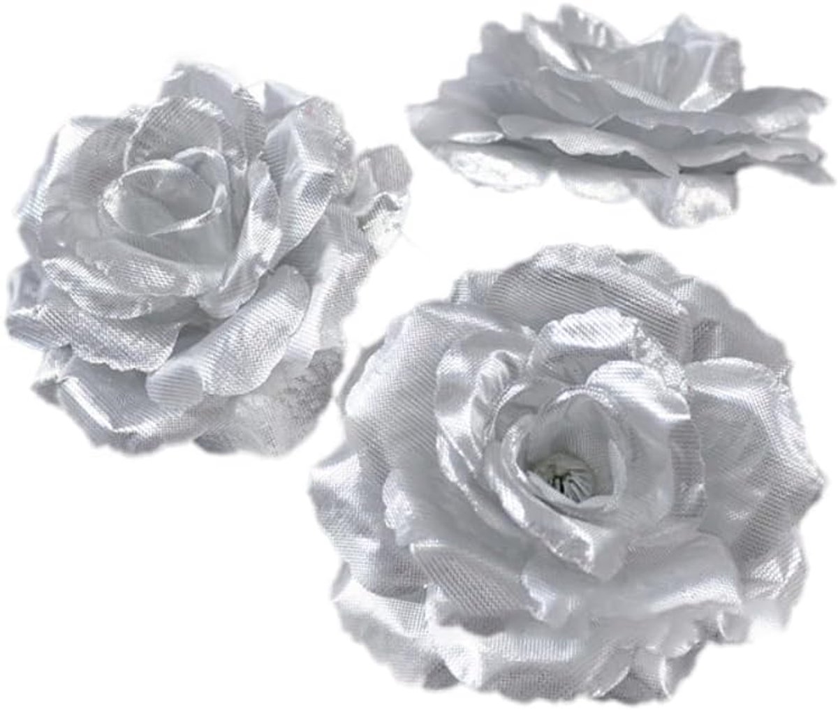 Kunstbloemen rozen, kunstbloemen roze bloemhoofdjes nep voor bruiloft feest Valentijnsdag naar huis Halloween vaas tafeldecoratie Thanksgiving thuis decoratie, zilver