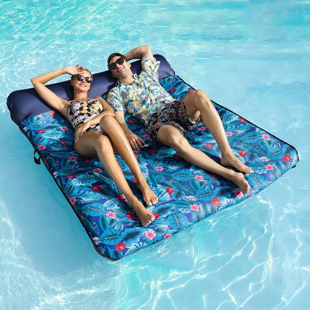 Luchtmatras Volwassenen - Opblaasbaar Bed - Kamperen en Reizen - Stof Bedekte Buitenkant - 172 x 90 cm - Monstera Blauw