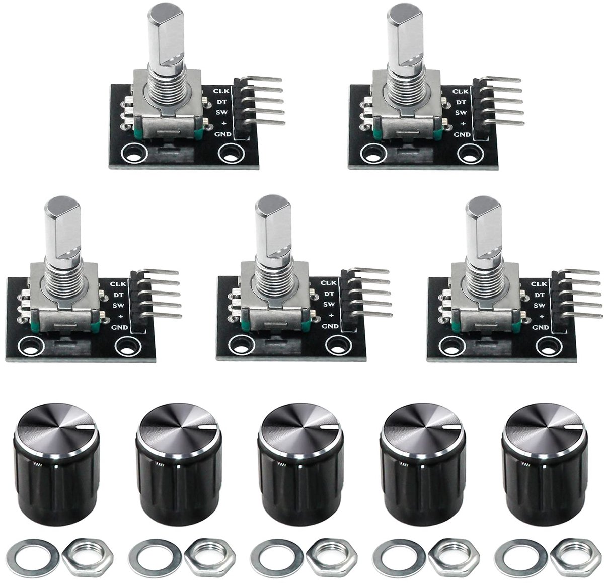 KY-040 Roterende Encoder Modul Codeur 5 Stuks 360 Graden Roterende Codeur Draaihoeksensor Met Drukknop Voor Auto-elektronica Multimedia-audio