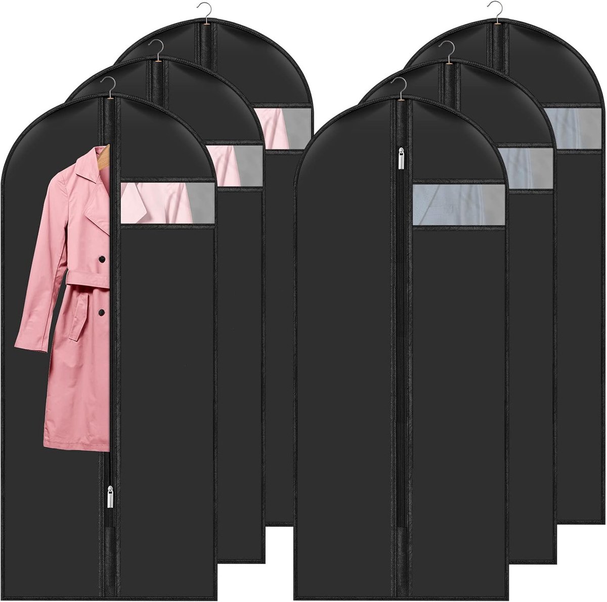 Kledinghoezen, beschermhoes voor overhemden, kostuums, jassen, stofdicht, waterdicht, met ritssluiting, 60 x 140 cm, 6 stuks, kleding