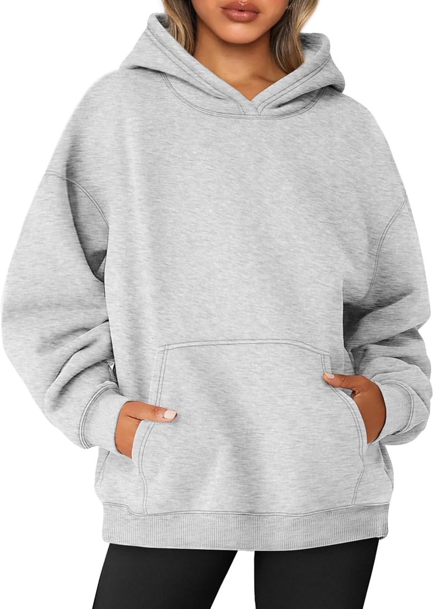 Hoodie voor dames, oversized, sport, lange mouwen, fleece, gevoerd sweatshirt met capuchon, effen, basic capuchontrui