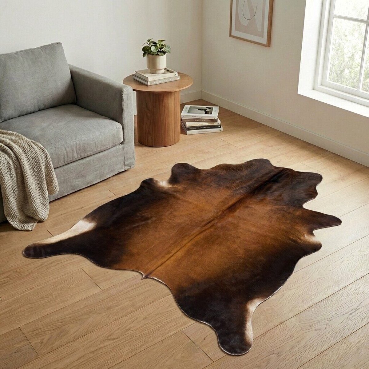 Koeienhuid Vloerkleed - Effen-solid - 202 x 194 cm - Koeienkleed / Koeienvel / Dierenvel / Dierenhuid / Koehuid Tapijt
