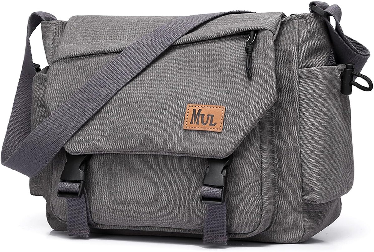 SnelShoppen - Schoudertas voor heren, robuuste canvas messenger bag met meerdere zakken, verstelbare riem, vintage crossbody bag, hobo werktas voor da