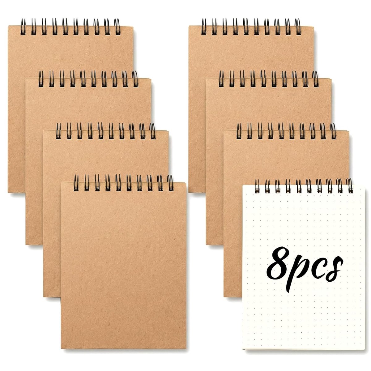 Notitieblok, A6, gestippeld, 8 stuks, klein, 80 vellen per blok, puntpapier, dagboek, notitieboek, afscheurbaar, voor school, kantoor, kinderen, cadeau