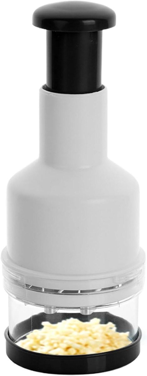 Knoflook Snijder - Keukenmachine Ui Hakker - Maaltijd Voorbereiding - Efficiënt Ontwerp - 500ml Capaciteit - Zwart en Wit