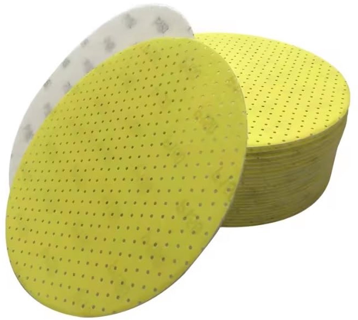 Schuurschijven giraffe Ø 225 mm korrel P100 – geel geperforeerd, compatibel met Flex giraffe, zelfklevend, schuurpapier voor wand- en plafondschuurmachines – 25 stuks (P100)