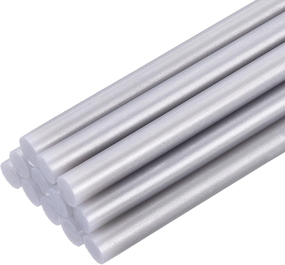 12 stuks lijmpisten, 7 mm x 100 mm, mini lijmpistool, lijmpistool, lijmpisten, lijmpisten, lijmpisten, voor reparatie, knutselen, decoratie, doe-het-zelf handwerk, metallic zilver