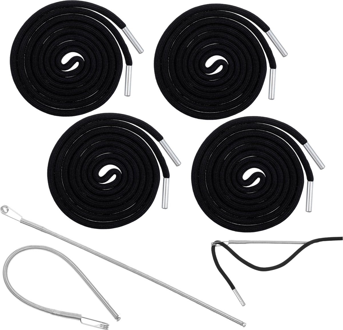 4 stuks koord voor joggingbroeken, 140 cm, zwart koord voor hoodie met doortreknaald, vervanging trekkoord, joggingbroek, band, broekbanden, trekkoord voor capuchontruien, shorts