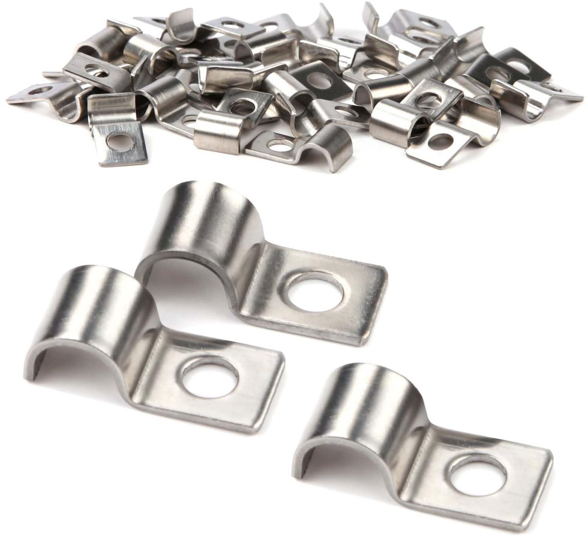 50 stuks roestvrij staal U-buisklemmen, hoogwaardige kabelklemmen, buisklemmen voor buizen of kabels Ø 6-7 mm, zilver