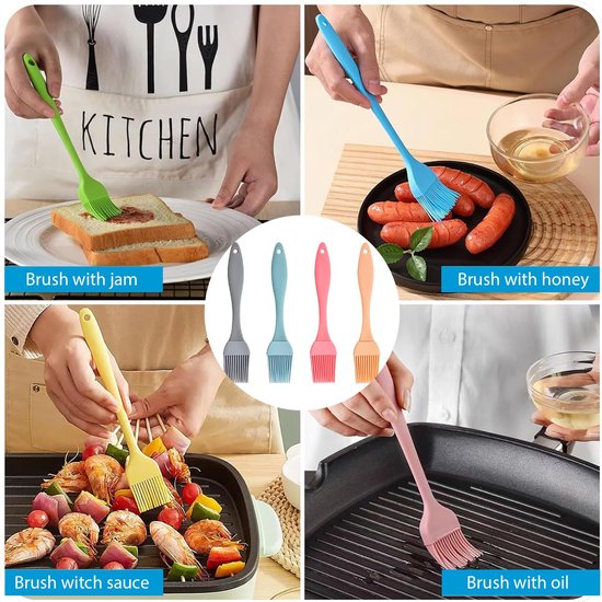 8 stuks bakborstels voor het bakken, natuurlijke haren, keukenborstel, vetborstel, keukenborstel, bakborstelharen voor grillen, koken en verdelen van olie — afbeelding 4