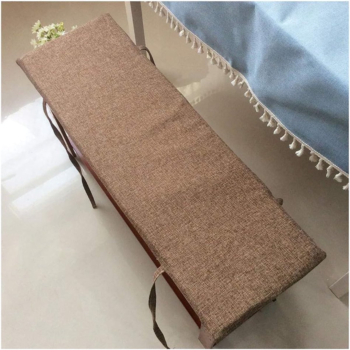 wangk Dikke bankkussen, rechthoek bank stoel zachte pad mat chaise swing stoel kussen voor tuin buiten voor 2 3 zitplaatsen outdoor bank kussen basis -bruin 120 × 30 × 2 cm (47 × 12 × 0.8 inch)