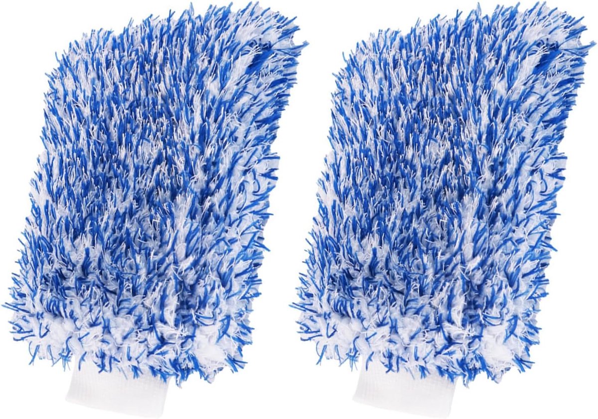 Set van 2 zachte microvezel autowashandschoenen voor effectief en krasvrij auto wassen, met comfortabele pasvorm en uitstekende vuilopname