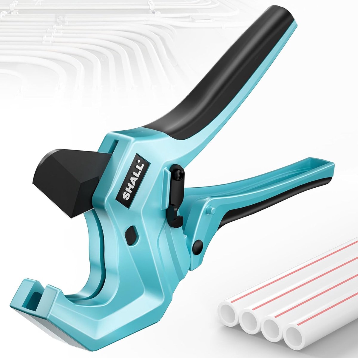 SnelShoppen - 63 mm kunststof buissnijder, PVC-snijder, ratelbuissnijder voor PEX, PVC en PPR kunststof slangen, hoogwaardige kunststof, voor precisie