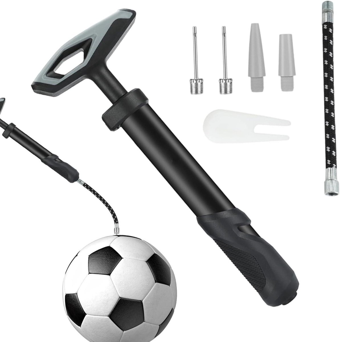 Luchtpomp Set - Ballenpomp Accessoires - Ballen Opblazen - Ingebouwde Drukregelaar - 40 PSI Max - Zwart