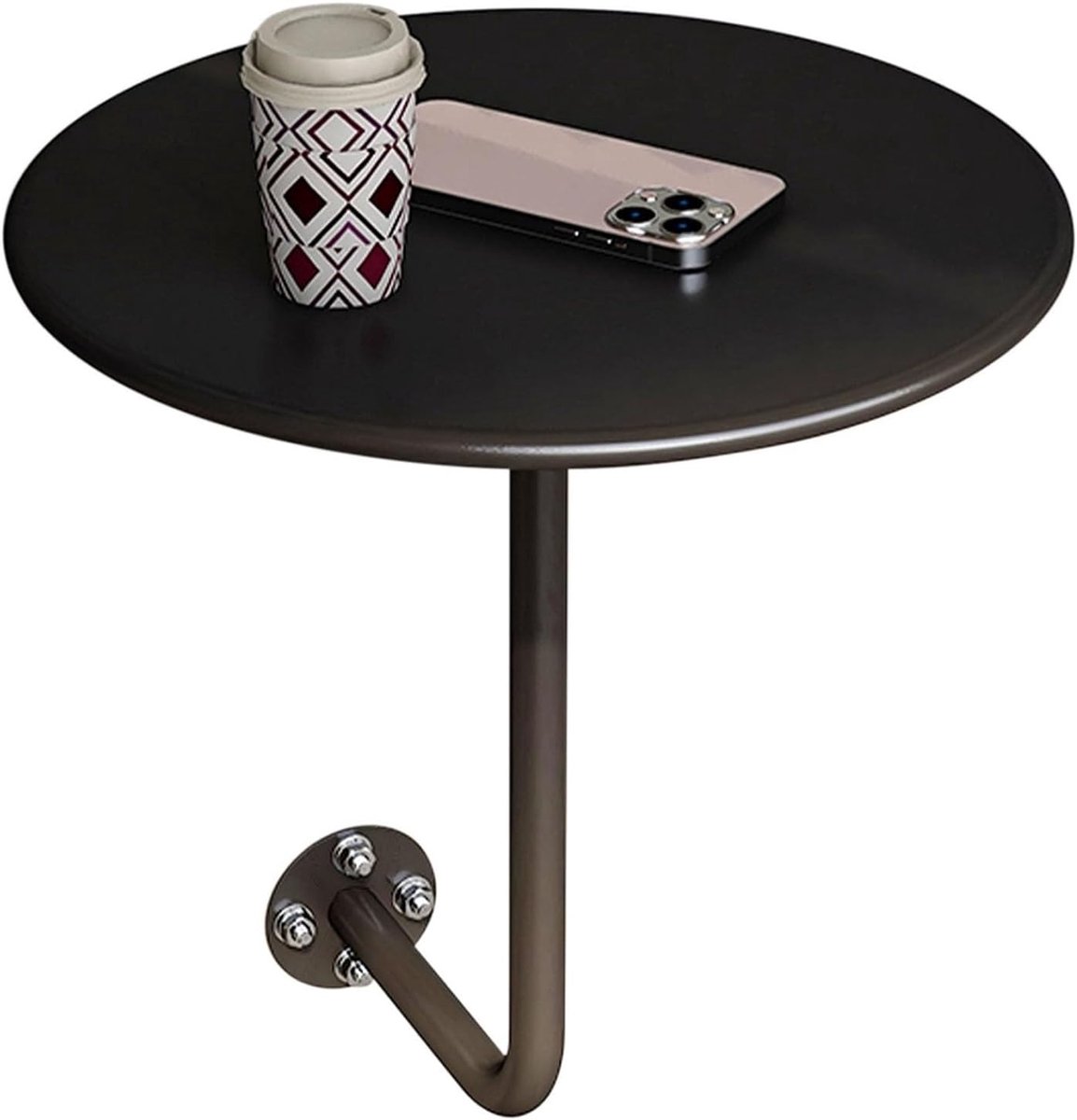 L-vormige Bartafel - Cocktailtafel Bistrotafel - Ruimtebesparend Werken - Volledig Metalen Constructie - 40 x 40 x 45 cm - Zwart