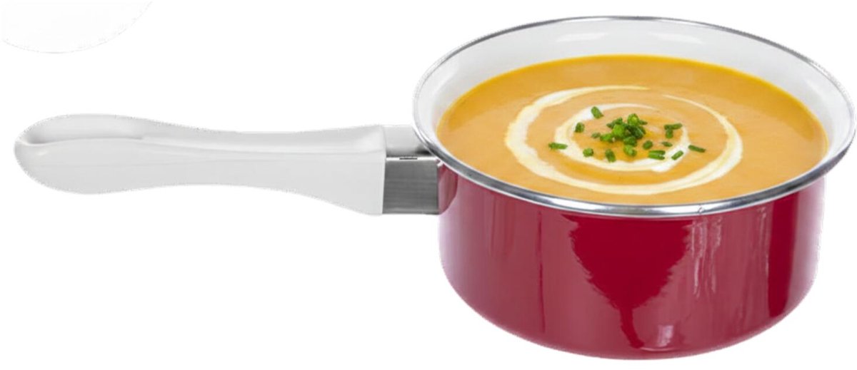 Alessandro Steelpan Cuisine - D16 cm - 1.5 liter - sauspan/juspan - keuken pannen - rood/wit