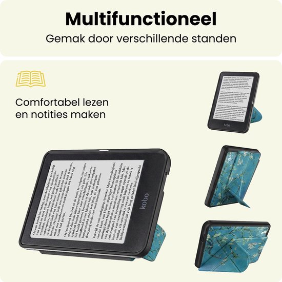 Hoes Geschikt voor Kobo Nia - E-reader Bescherm Hoesje Case Sleep Cover Trifold - Hoes Geschikt voor Kobo Nia Hoesje - Bloesem — afbeelding 3