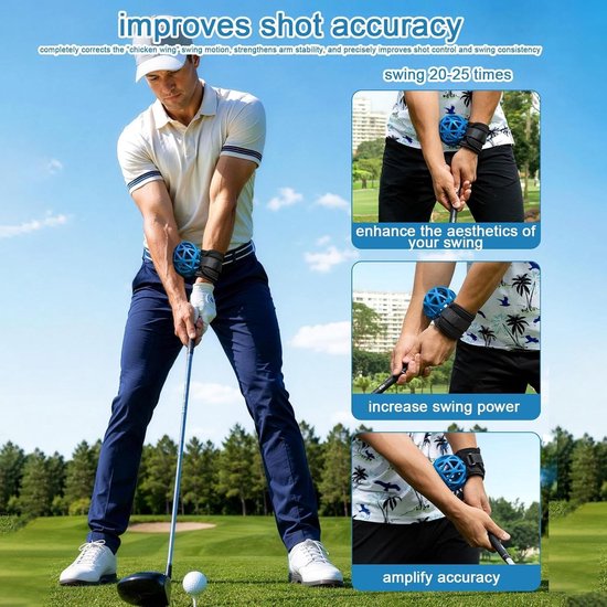 Golf Swing Trainer - Hulpmiddel Bal - Sporten Verbeteren - Verstelbare Polsband - 15.5 cm - Enkele Attribuut van GOLF — afbeelding 3