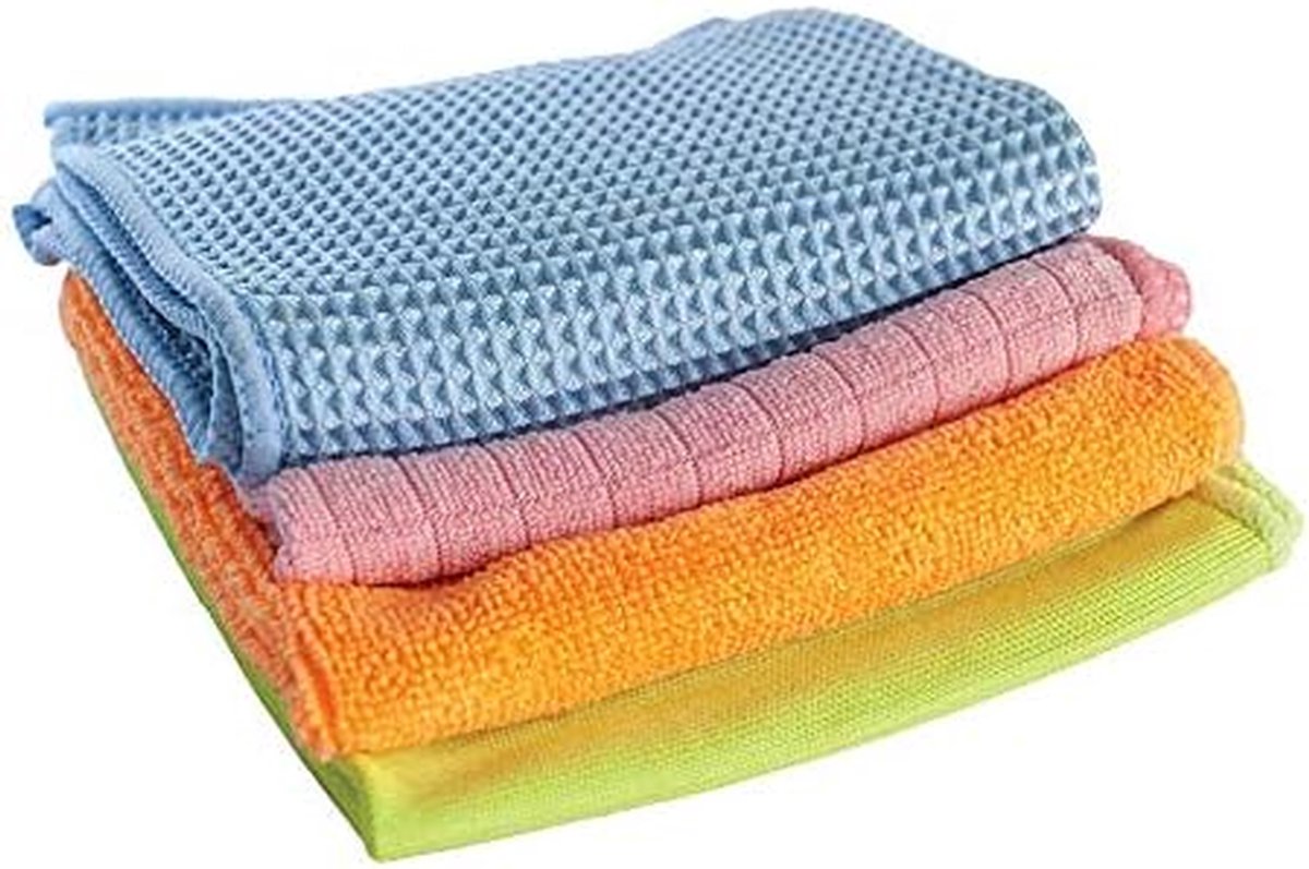 Microvezeldoeken Set - Polijstdoeken - Auto Reinigen - Zachte Stof - 4 Stuks - Blauw