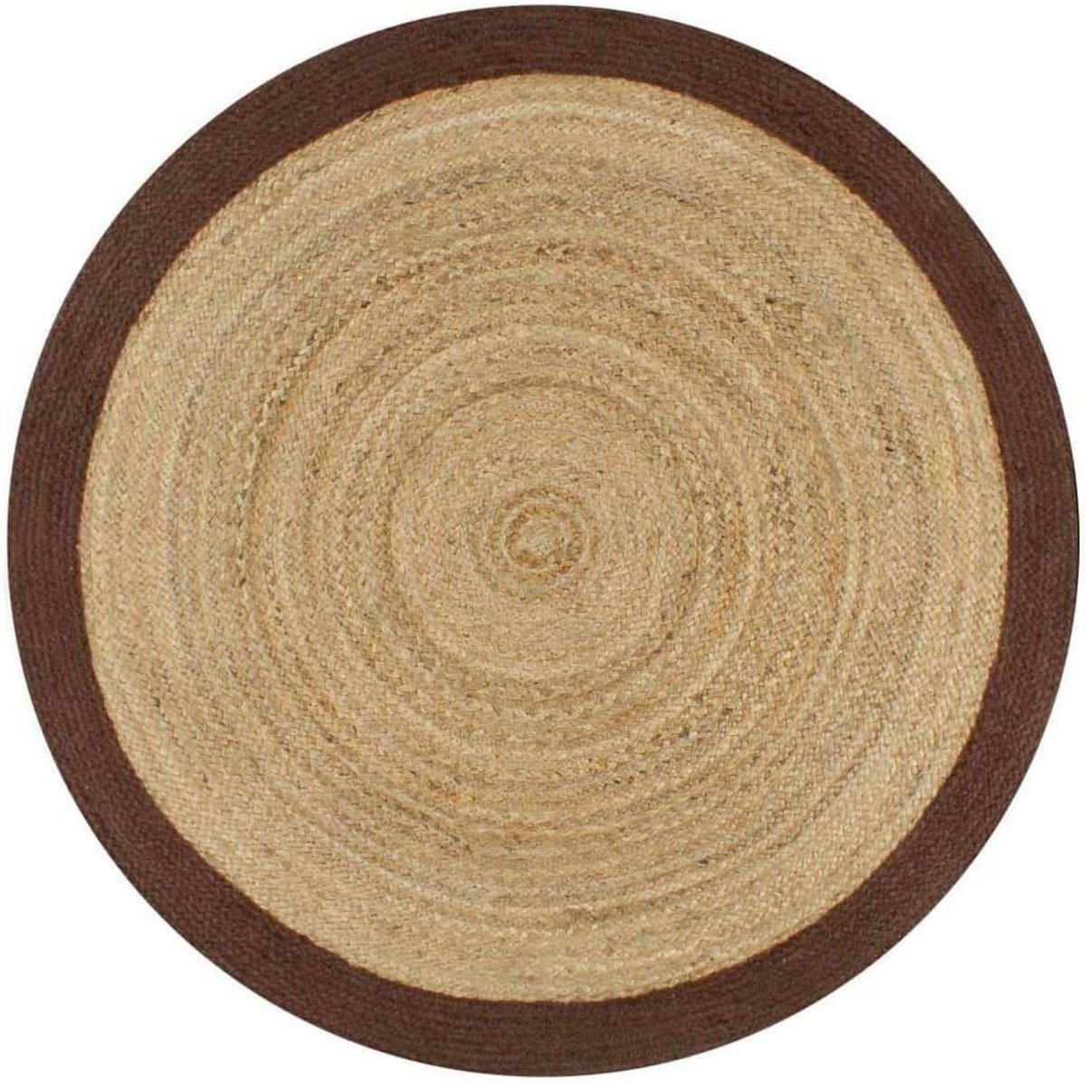 Rond Vloerkleed - Jute Tapijt - Woonkamer Decoratie - Handgeweven Natuurlijk - 91 cm - Bei