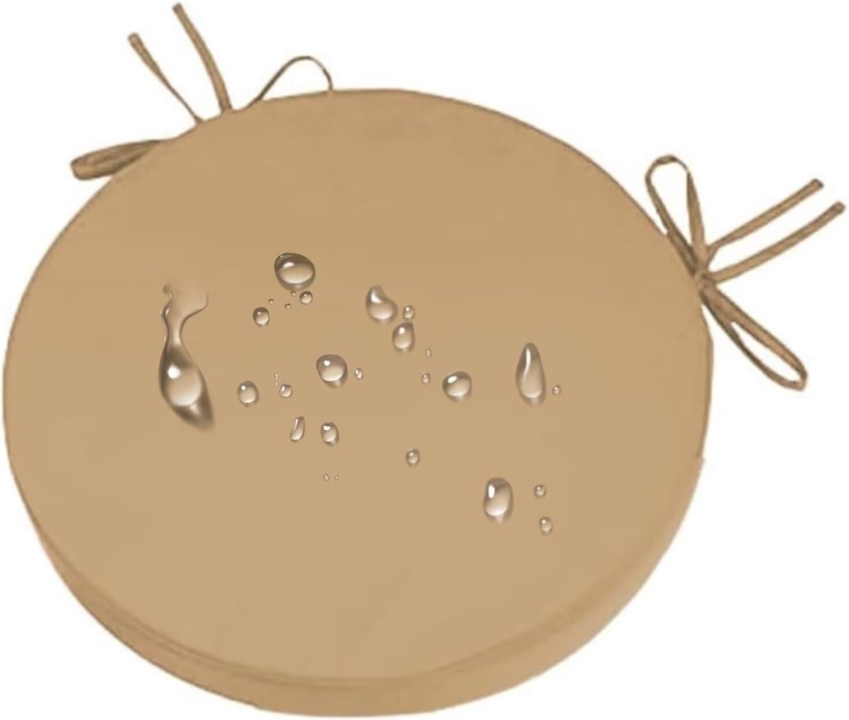 Stoelkussens Buiten - Tuinkussens Rond - Comfortabel Zitten - Waterafstotend Geheugenschuim - 45x45x7.6 cm - Licht Kaki