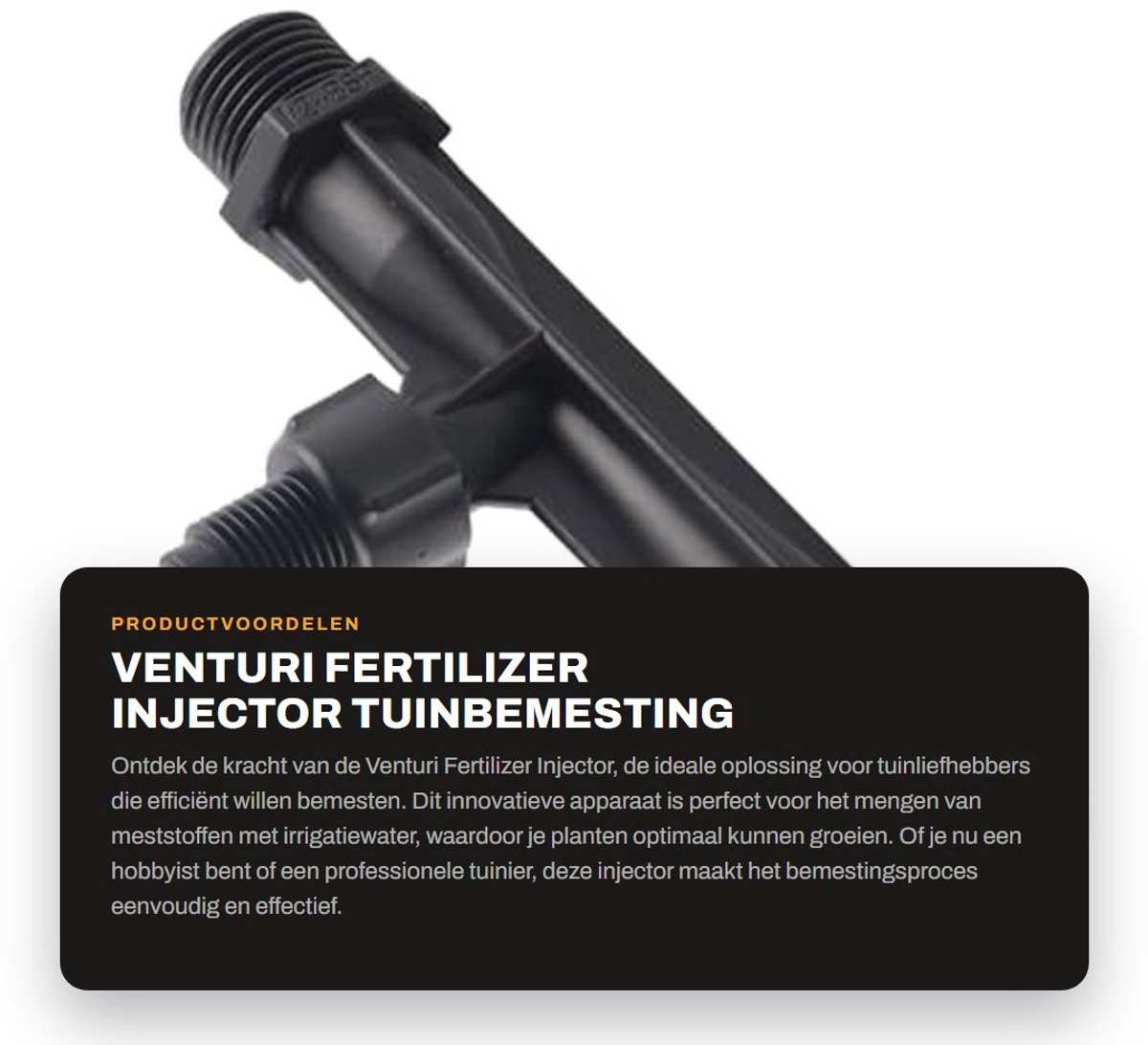 Dailygoods- Meststofinjector - Venturi Tuinmeststofmengmachine - Irrigatie Buis - 1/2"/3/4"/1" Aansluiting - Kunststof POM - Debiet tot 6,34 M3/H