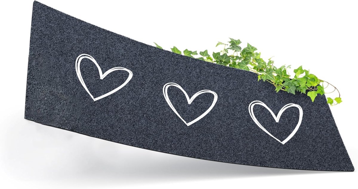 Famanu Deurmat met harten, machinewasbaar en antislip, 75x30 cm Grijs
