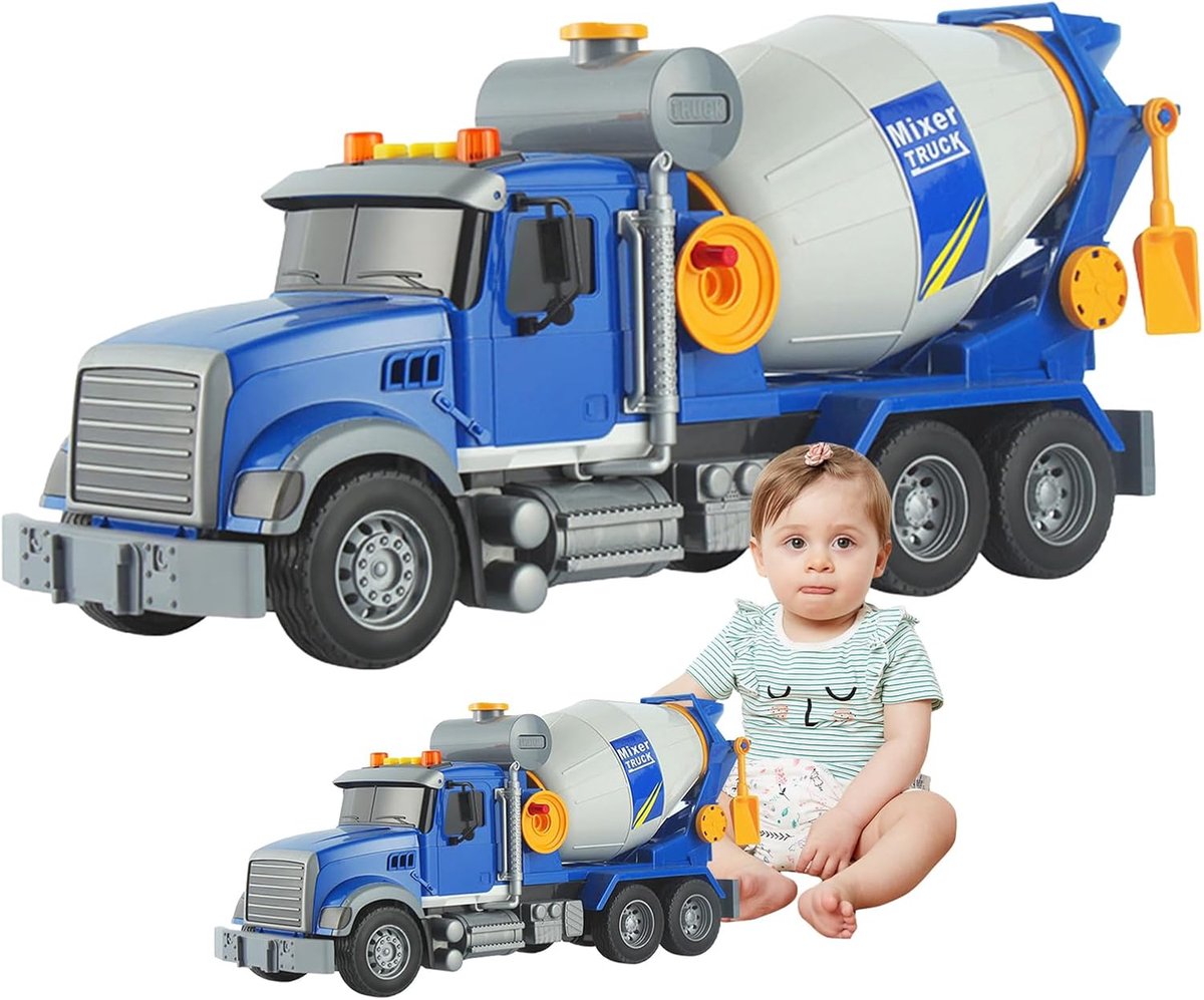 Betonmixer Speelgoed - Bouwvoertuig Vrachtwagen - Rollenspel Kinderen - Zelfrijdend Inertie - 42.5 x 19.3 cm - Grijs