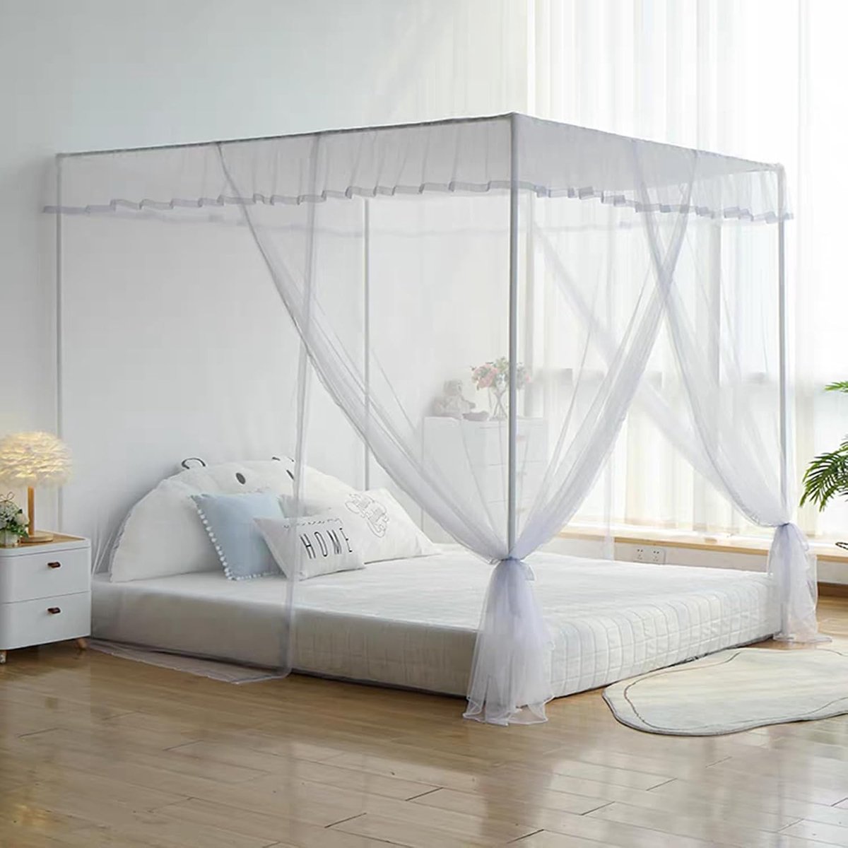 Bed Frame Posts - Hemelbed Palen - Slaapkamer Decoratie - Stevig Metalen Frame - Queen Siz