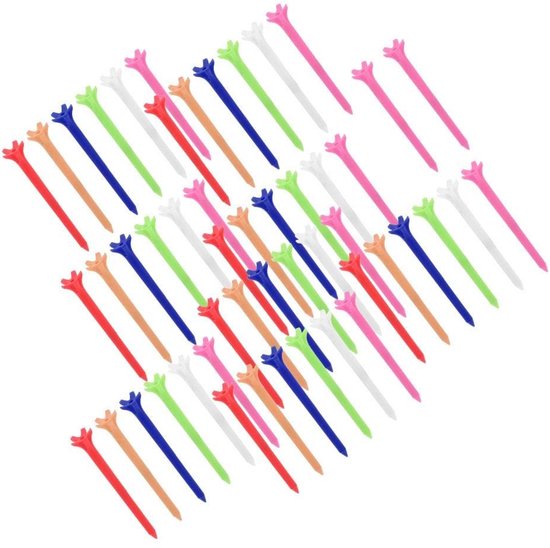 Golf Tees 50st - 70mm Kunststof - Duurzaam - Golf Accessoires - 5-Klauwen Design - Verbeterde Stabiliteit - Golfballen van GOLF — afbeelding 2