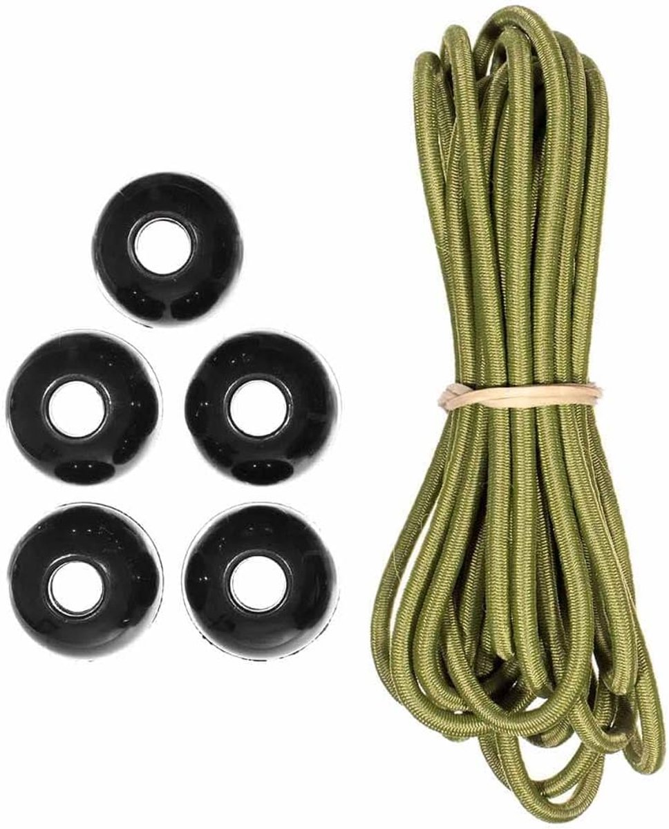 Bungee Kit - Spanband Set - Vastzetten van Materiaal - Duurzaam Ontwerp - 3 Meter Koord - Mosgroen
